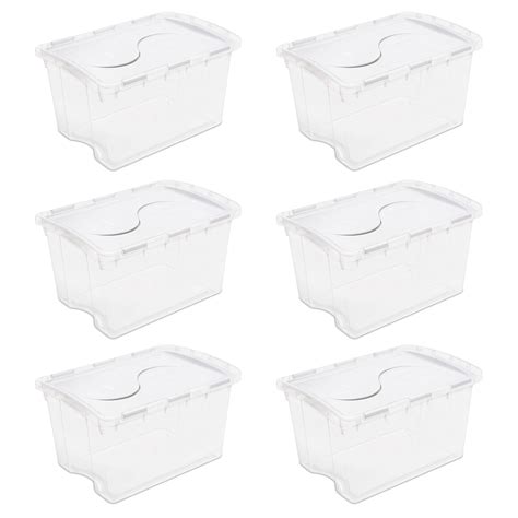 Sterilite Clear Hinged Lid Storage Tote Box Container with